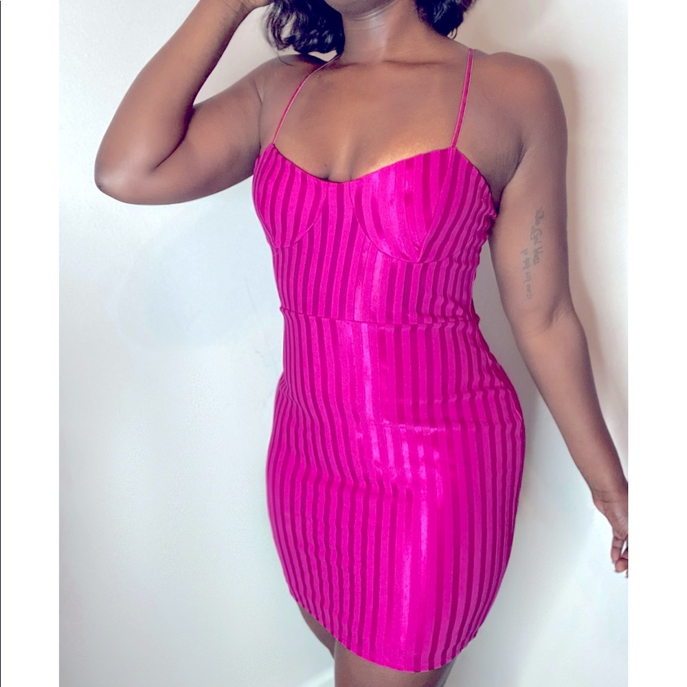 Hot pink mini dress